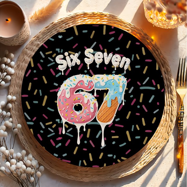 Assiettes En Carton Ice Cream Six Seven 67 Birthday Paper Plate (Créateur téléchargé)