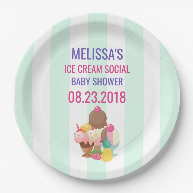 Assiettes En Carton Ice Cream Social Baby shower Event (Devant)
