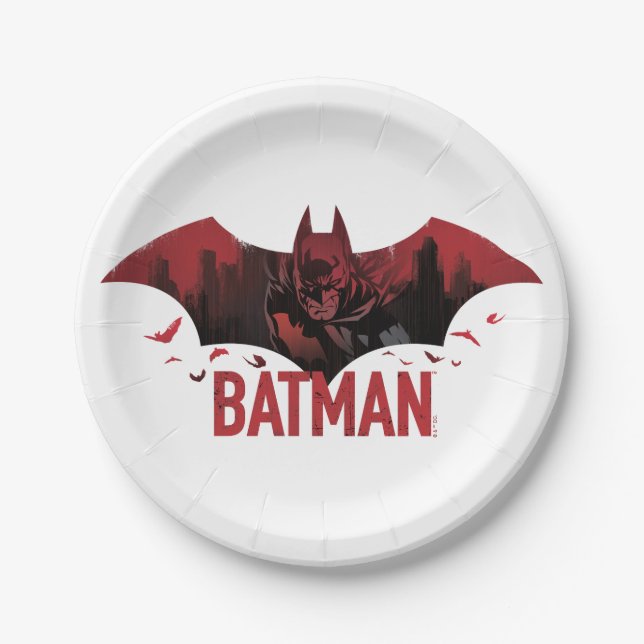 Assiettes En Carton Icône gotham de Batman Crimson (Devant)