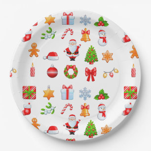 Assiettes En Carton Icônes de Noël doux Design