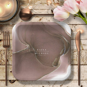 Assiettes En Carton ID de modèle de Mariage de flux d'encre762