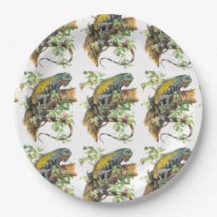 Assiettes En Carton iguane vert