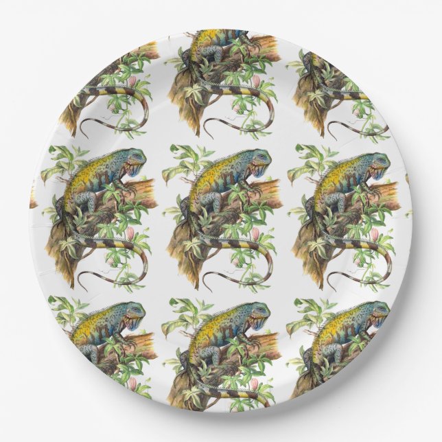Assiettes En Carton iguane vert (Devant)