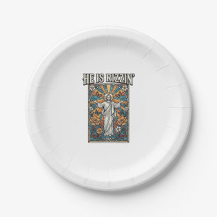 Assiettes En Carton Il Est Rizzin Vintage Pâques Vitrail T-Shirt De