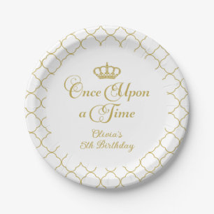 Assiettes En Carton Il était une fois Gold Princess Anniversaire