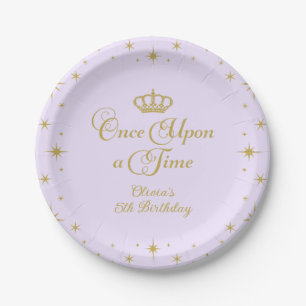 Assiettes En Carton Il était une fois Gold Princess Anniversaire