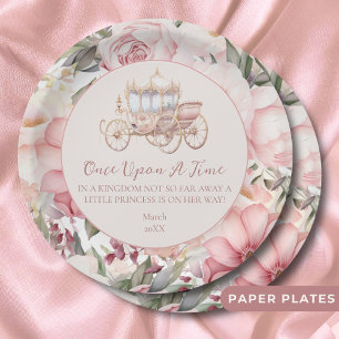 Assiettes En Carton Il était une fois un Baby shower princesse rose