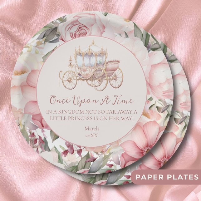 Assiettes En Carton Il était une fois un Baby shower princesse rose (Créateur téléchargé)