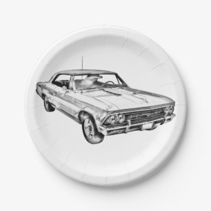 Assiettes En Carton Illustration 1966 de Chevy Chevelle solides