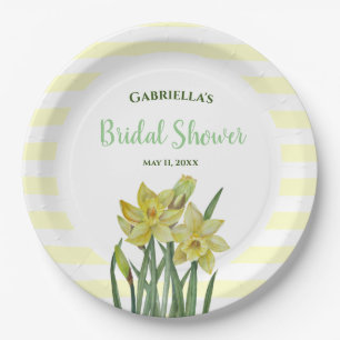 Assiettes En Carton Illustration aquarelle de jonquilles pour la douch