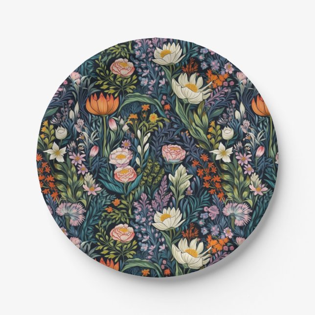 Assiettes En Carton Illustration botanique florale (Devant)