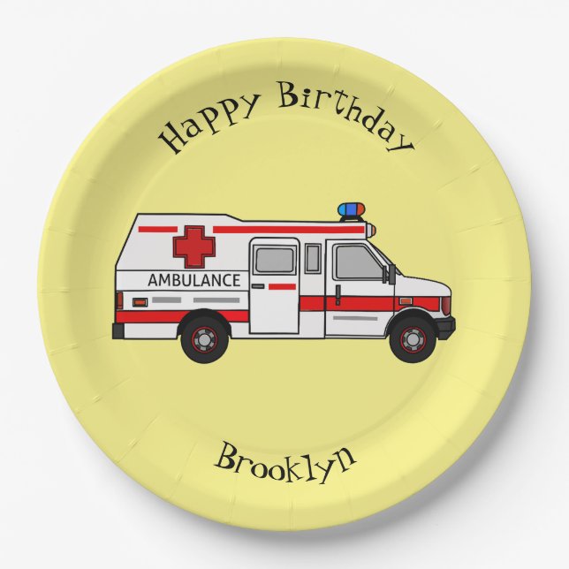 Assiettes En Carton Illustration d'ambulance (Devant)