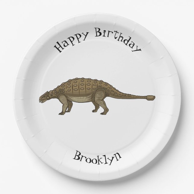 Assiettes En Carton Illustration d'Ankylosaurus (Devant)