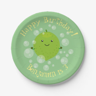 Assiettes En Carton Illustration de bulles de chaux vert mou