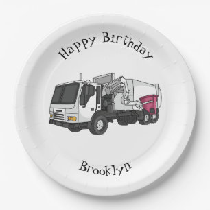 Assiettes En Carton Illustration de camion à ordures