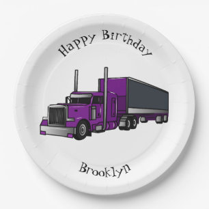 Assiettes En Carton Illustration de camion semi-remorque