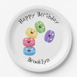 Assiettes En Carton Illustration de caricature de macarons marrant mig