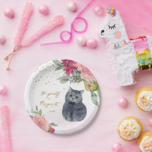 Assiettes En Carton Illustration de chat d'amour Joyeux anniversaire F