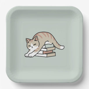 Assiettes En Carton Illustration de chat Lover - Curled Up & Cosy