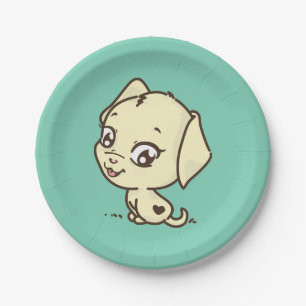 Assiettes En Carton Illustration de chien coquelicot mignon