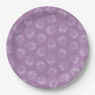 Assiettes En Carton Illustration de cupcake violet