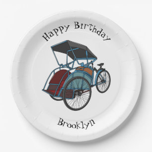 Assiettes En Carton Illustration de cyclo-pousse