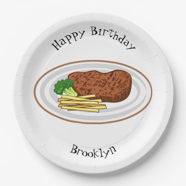 Assiettes En Carton Illustration de dessin de steak (Devant)