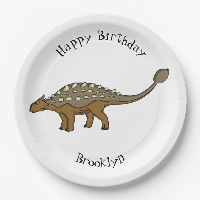 Assiettes En Carton Illustration de dinosaure blindé Ankylosaurus (Devant)