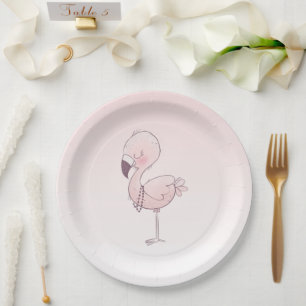 Assiettes En Carton Illustration de Flamant rose rose mou