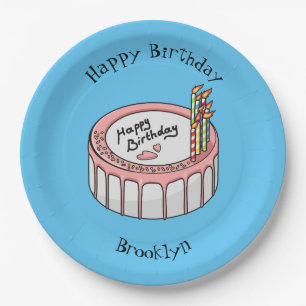 Assiettes En Carton Illustration de gâteau d'anniversaire