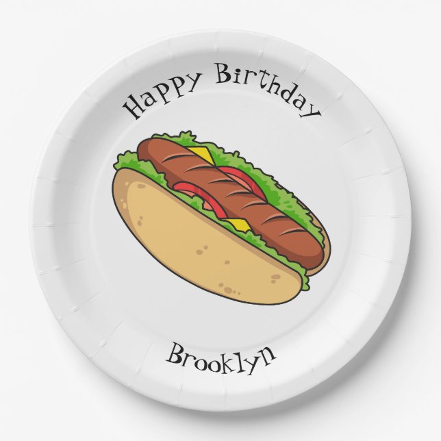 Assiettes En Carton Illustration de Hot dog (Devant)