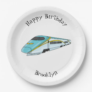 Assiettes En Carton Illustration de la bande dessinée d'un train à bal