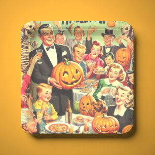 Assiettes En Carton Illustration de la fête d'Halloween vintage
