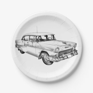 Assiettes En Carton Illustration de la voiture d'antiquité Chevrolet 
