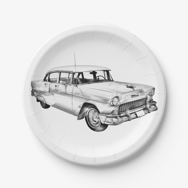 Assiettes En Carton Illustration de la voiture d'antiquité Chevrolet B (Devant)