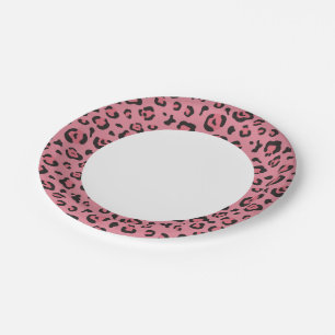 Assiettes En Carton Illustration de l'animal léopard rose