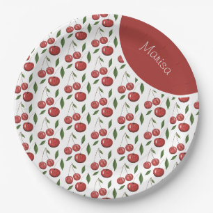 Assiettes En Carton Illustration de l'aquarelle des cerises douces