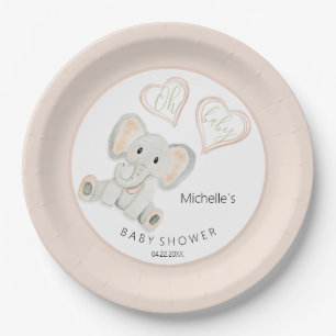 Assiettes En Carton Illustration de l'aquarelle des éléphants de print