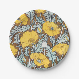Assiettes En Carton Illustration de l'art du pavot Flower Nouveau