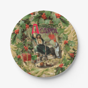 Assiettes En Carton Illustration de l'esprit de Noël présent Scrooge