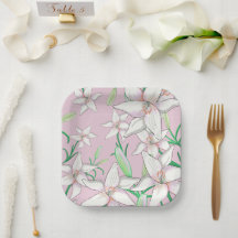Illustration de Lys blancs rose