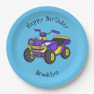 Assiettes En Carton Illustration de moto Purple Quad