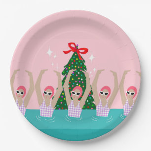 Assiettes En Carton Illustration de nageurs artistiques personnalisés 