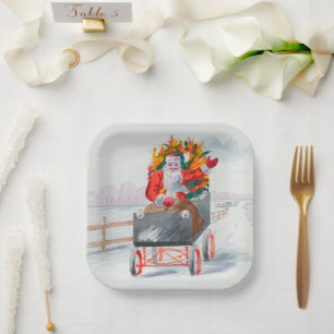 Assiettes En Carton Illustration de Noël Clause Holiday