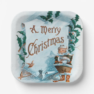 Assiettes En Carton Illustration de Noël Clause Holiday