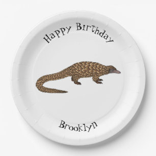 Assiettes En Carton Illustration de pangolin à queue longue