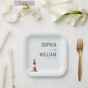 Assiettes En Carton Illustration de phare gris serein