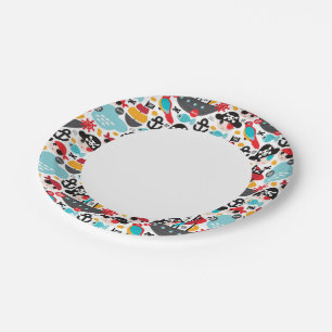 Assiettes En Carton Illustration de pirates rétro