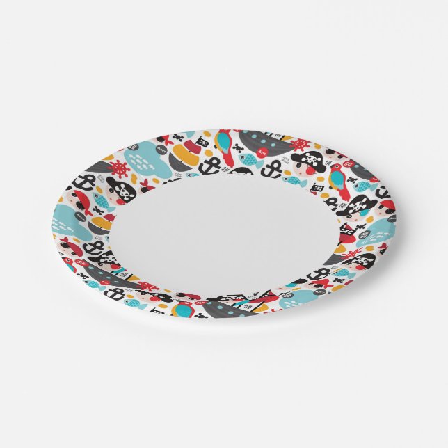 Assiettes En Carton Illustration de pirates rétro (Angle)