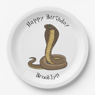 Assiettes En Carton Illustration de serpent à cobra Brown